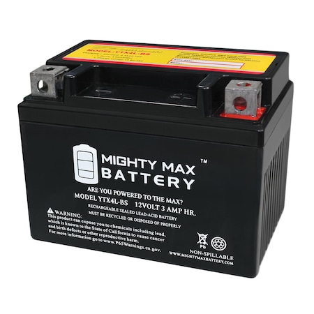 MIGHTY MAX BATTERY YTX4L-BS SLA Replacement Battery for EverStart ES4LBS MAX3952081
